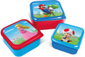 Stor Nintendo's Super Mario 3-in-1 snack boxes - 3 sizes - square - close tightly - lunch boxes for children - loose lid - suitable for cookies, fruit and snacks - blue red
