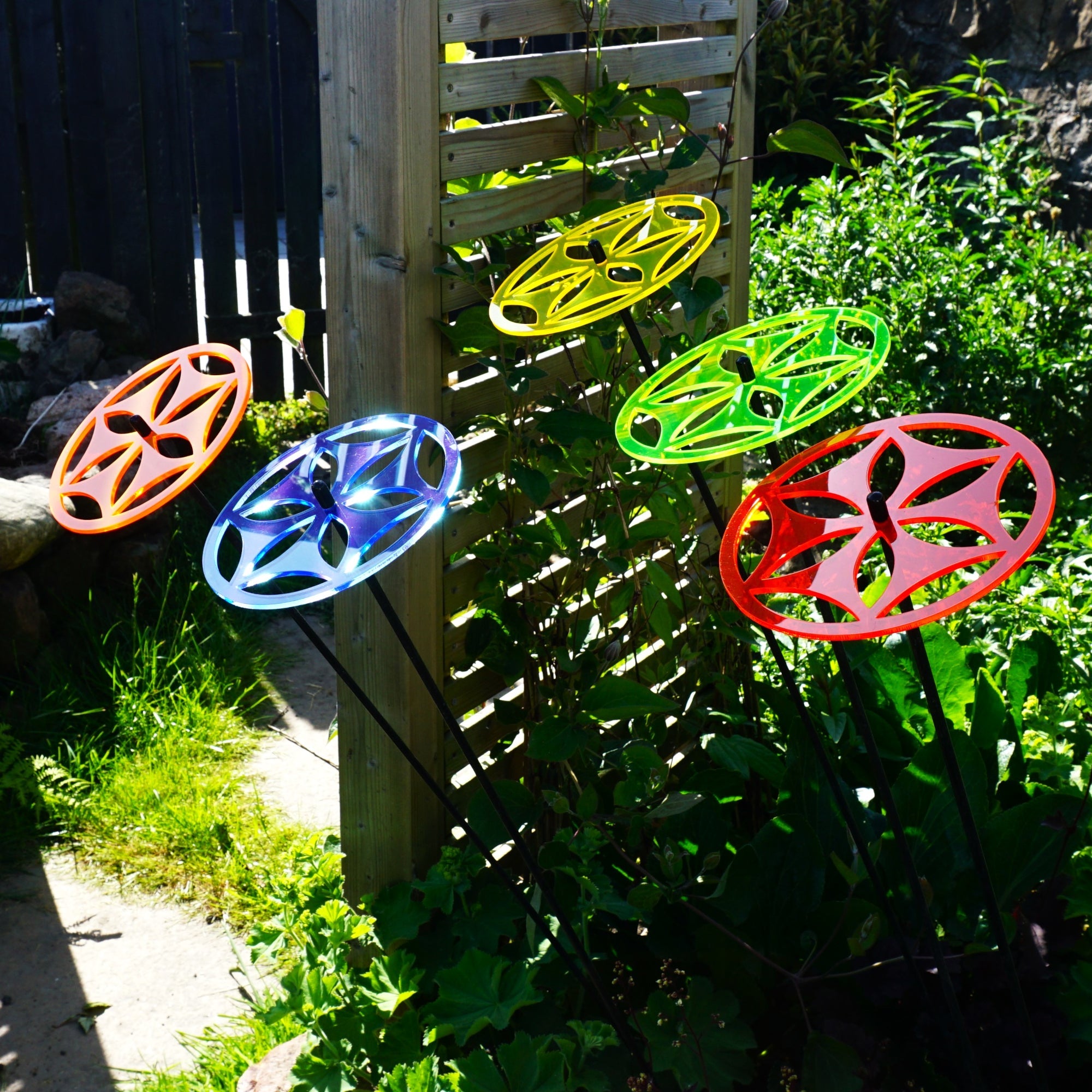 Large Garden Décor Ornaments Set of 5 'Sun Disc'