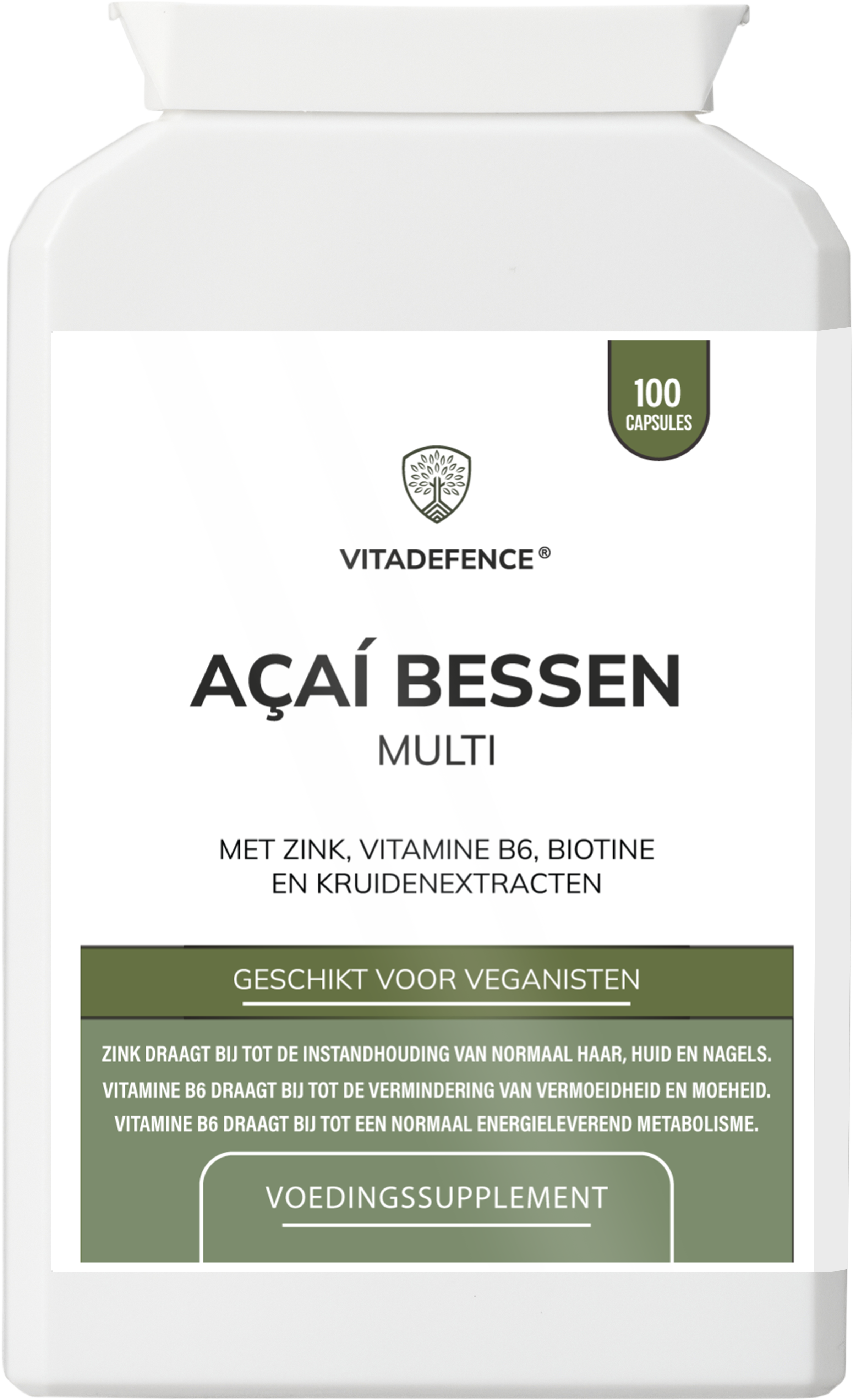 Acai Berry Capsules | With Vitamin B6, Zinc & Biotin – 100 Vegan Capsules