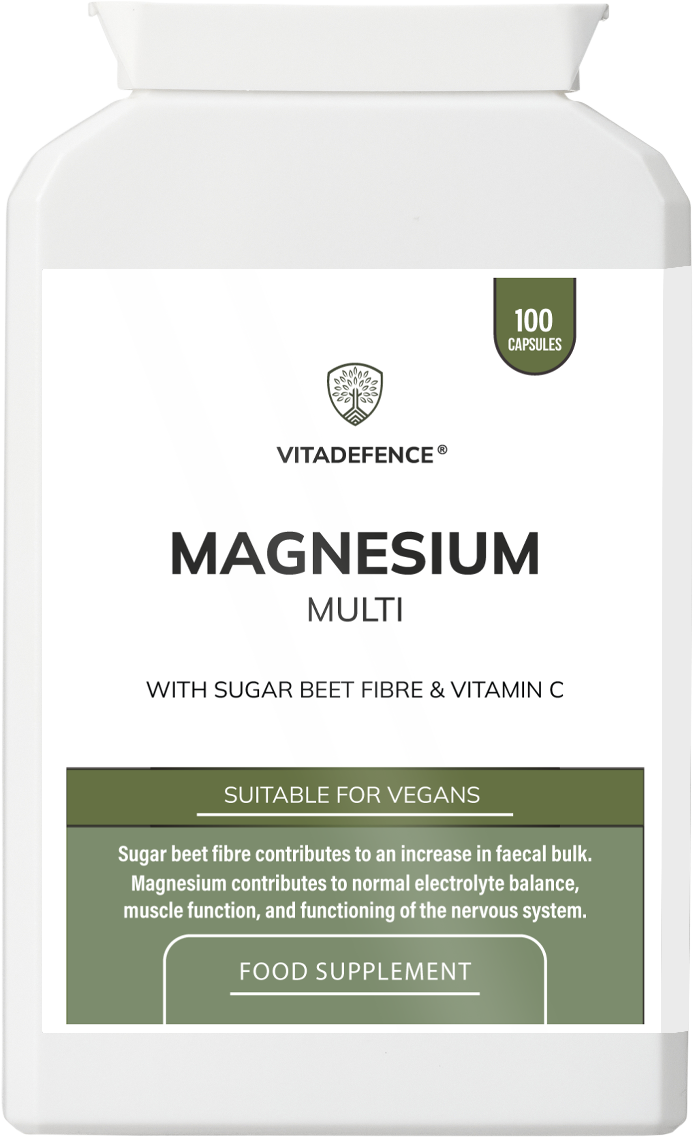 Magnesium Multi | With Vitamin C & Sugar Beet Fibre – 100 Vegan Capsules