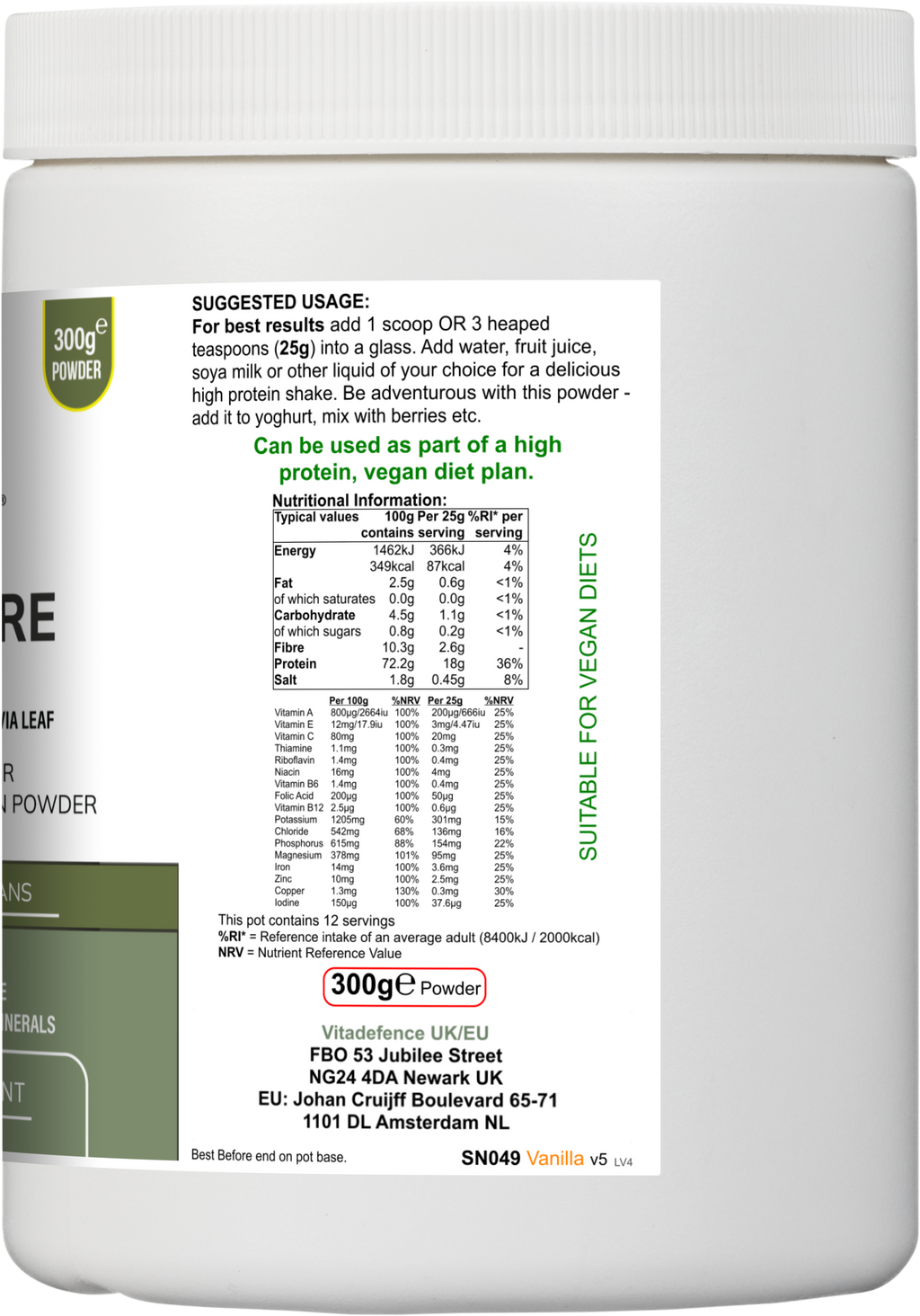 Soy Fibre Multi | Vanilla Flavour Protein Powder with Vitamins & Minerals – 300 g