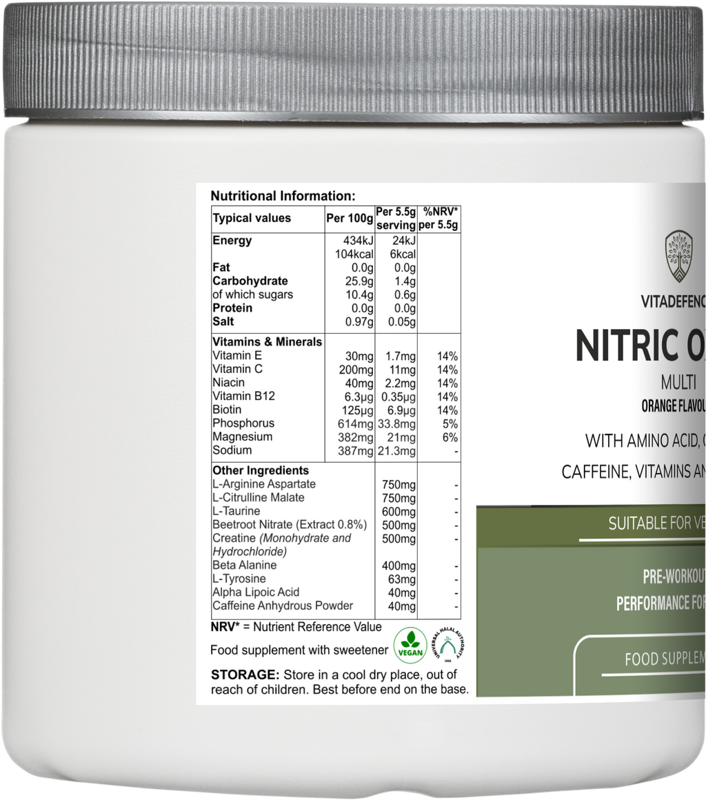 Nitric Oxide Multi | L-Arginine, L-Citrulline & Beetroot – 440g Powder