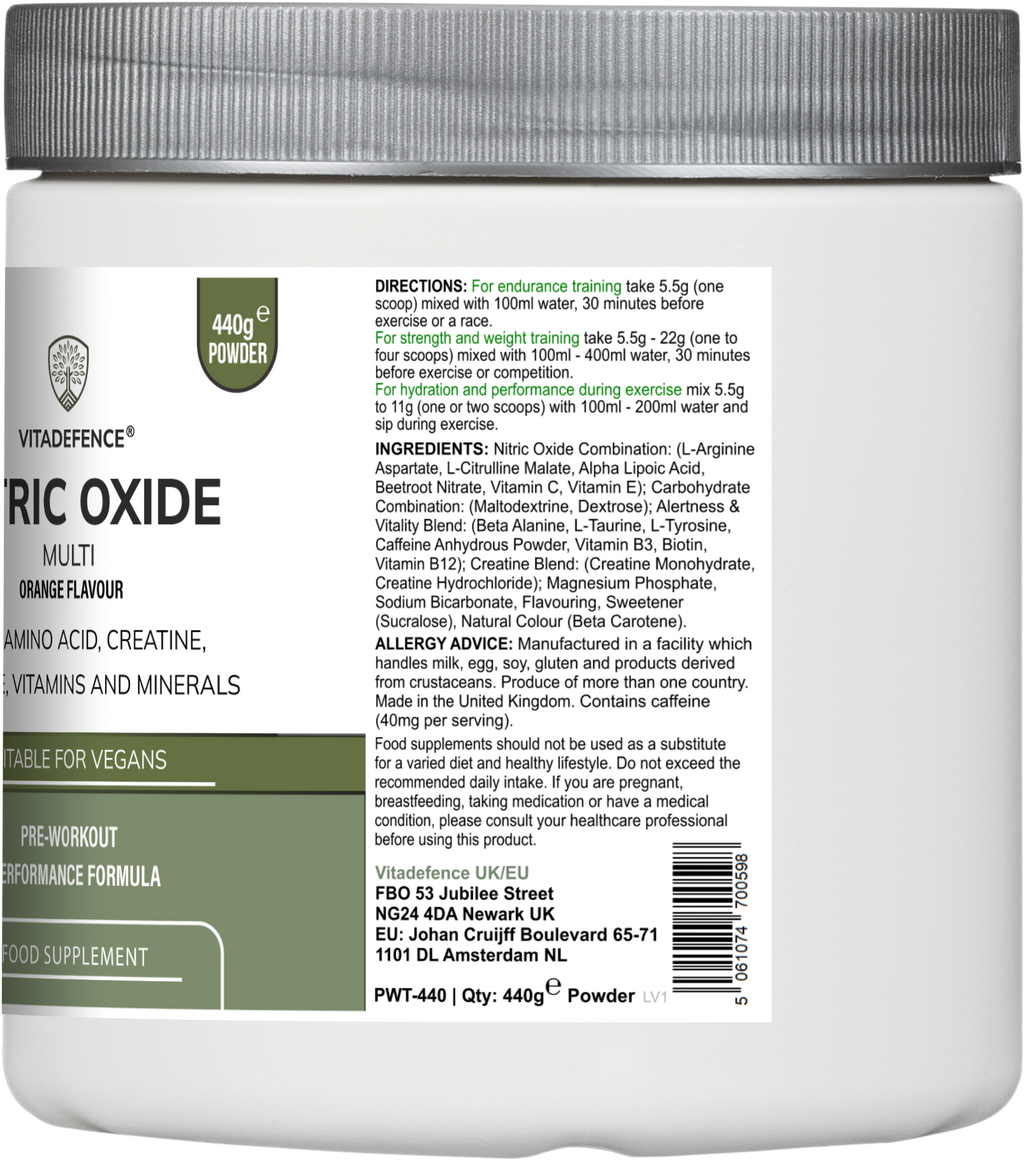 Nitric Oxide Multi | L-Arginine, L-Citrulline & Beetroot – 440g Powder