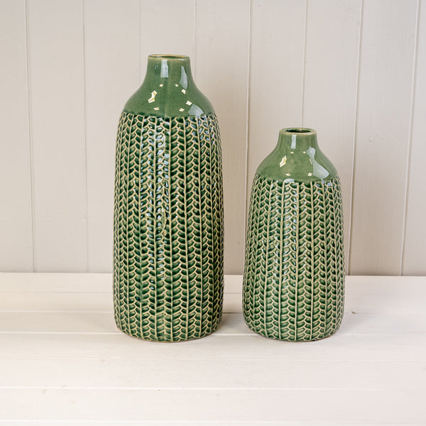 Green Ceramic Vase BD14 x H28.5cm