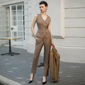 The coffee brown 3-piece midi pantsuit (UK size 12)