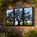 Three Panel Tree Garden Mirror – Outdoor Acrylic Wall Art